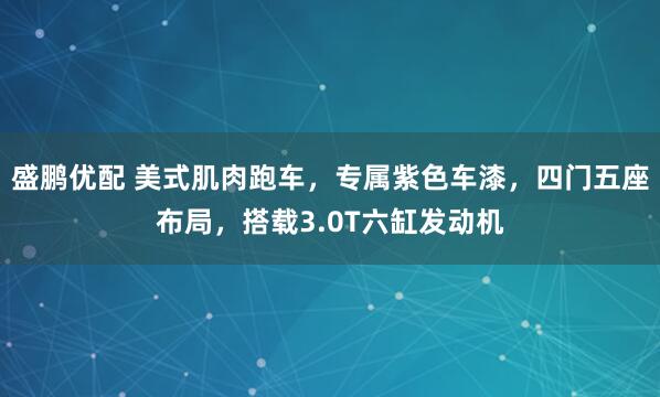 盛鹏优配 美式肌肉跑车,专属紫色车漆,四门五座布局,搭载3.0T六缸发动机